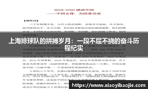 上海排球队的拼搏岁月：一段不屈不挠的奋斗历程纪实